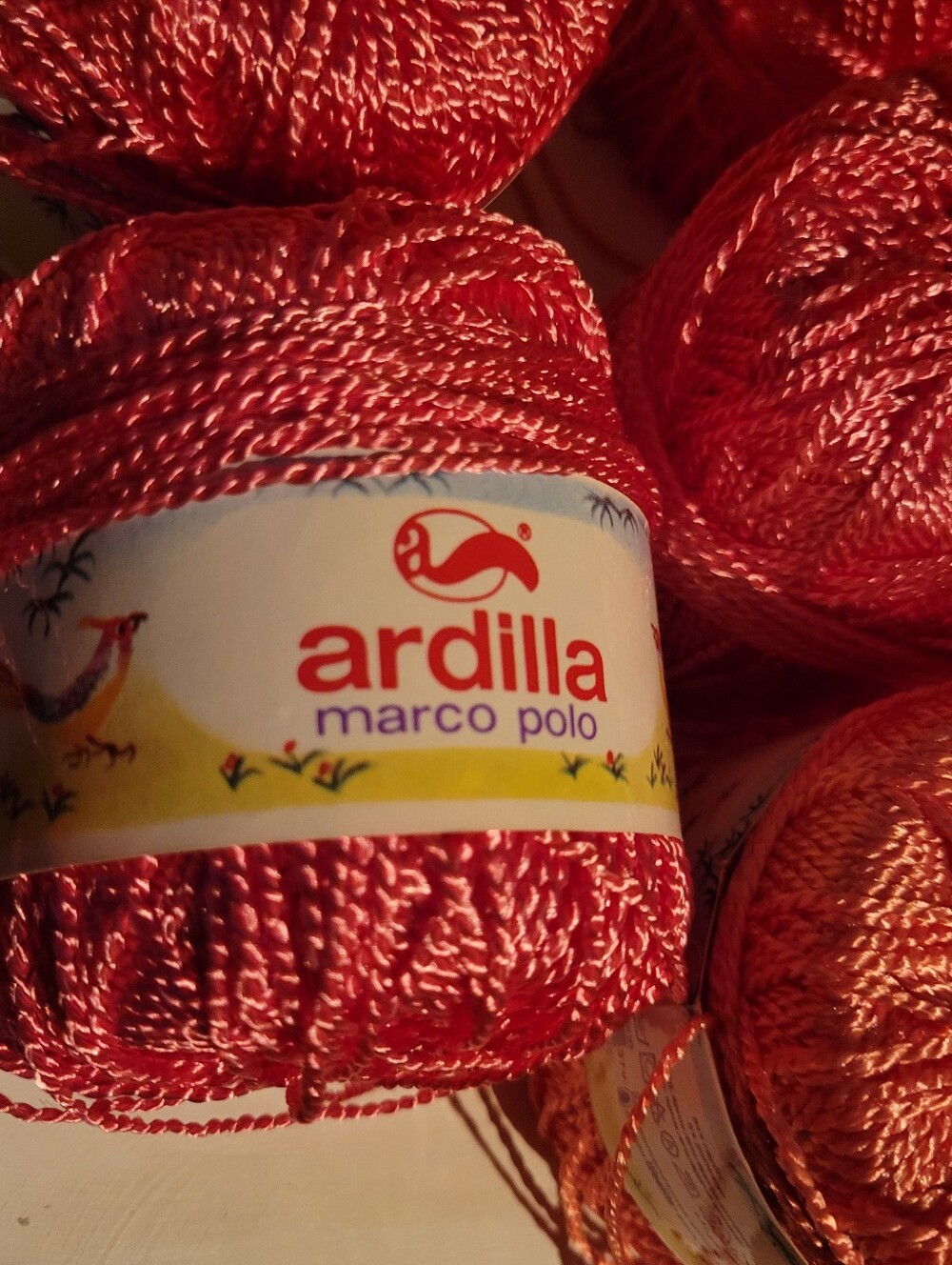 Lot of 8 Ardilla Marco Polo Metallic Crochet Yarn Skeins - Pink